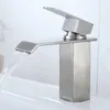 Bathroom Sink Faucets 304 Stainless Steel Waterfall Faucet With Oblique Nozzle Elbow Lavatory Single Hole And Cold Mixed Water Basin