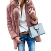 レディースジャケットルーズ女性オーバーコート冬の固形色長いパターン豪華なふわふわした居心地の良い毛皮の厚い屋外ジャケット