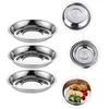 Vaisselle Ensembles Disque En Acier Inoxydable Accueil Assiette Plat Rond Fête Porte-Fruits Cuisine Stockage Mélange Salade Plateau Design Dessert Barbecue