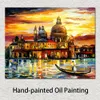 Getextureerde hedendaagse kunst De gouden luchten van Venetië handgeschilderde straat schilderachtige canvas schilderij slaapkamer decor