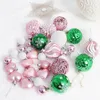 44pcs Christmas Decoration Plastic Ball Gift Box Xmas Ball & Tree Ornaments Hanging Multi Color 3-6cm Light Mat Hollow Ball