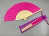 Simple Personalized Print Engrave Wedding Favor Silk Fan Customized Name Cloth Hand Fan Gift Wholesale