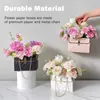 Embalagem de presente 6 pçs caixa de papel flor delicada com corrente de metal para buquês dia dos namorados arranjos práticos fáceis de transportar requintado