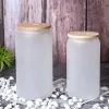 US CA Deposu 12oz 16 oz süblimasyon cam bira kupaları bambu kapaklı saman diy boşluklar buzlu temiz şekilli tumbler bardaklar ısı kokteyl buzlu kahve sodası