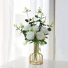 Fleurs séchées artificielles de haute qualité avec pour la décoration de la maison, pivoine, Bouquet de mariage, fausses plantes, feuille d'eucalyptus en soie