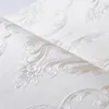 Papier Peint Damassé En Relief Blanc Crémeux Chambre Salon Fond Motif Floral Papier Texturé 3D Décor À La Maison 10M Rouleau 230616