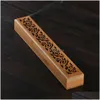 Fragrance Lamps Bamboo Wooden Incense Stick Holder Burning Joss Box Burner Ash Catcher Home Decoration Drop Delivery Garden Decor Fra Dha40