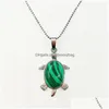 Hänghalsband qimoshi hälsa och livslängd naturlig smycken sten sköldpadda halsband uni föräldrar som betyder födelsedagspresent 12 stycken dro dhxul
