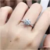 Anillos 925 Sterling Sier Moissanite Estilo clásico 1Ct Ij Color Single Row Jewelry Aniversario Anillo Drop Delivery Dhgarden Dhpyb