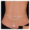 Bauchketten Mode Schmetterling Taille Shain für Frauen Y Bikini Strand Körperschmuck Silber Farbe Glänzende Kristallkette Jeans Drop De Dhgarden Dhlsl