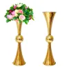 60 a 90 cm de altura) Suprimentos de casamento ferro forjado suporte de flor dourada leva estrada arranjo de casamento trompete vaso decoração de mesa ornamentos