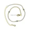 Bracelets de cheville de haute qualité Styles de plage d'été pavé bleu clair Cz mauvais œil charme pied cheville 2Mm tennis lien chaîne bijoux pour Wo Dhgarden Dhbzh