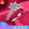 Anéis de casamento com credenciais anti-alérgicos para mulheres 2ct CZ Zircon Luxo branco ouro cor prata tibetana anéis de anel