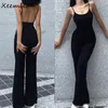 Women's Jumpsuits Rompers Xeemilo Sexy Backless Spaghetti Strap Jumpsuit Woman Summer Black Skinny Bodycon Bodysuit Pants Holiday Ladies Casual Jumpsuits 230616
