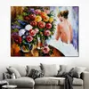 City Life Landscape Canvas Art Triumph Flowers Hand Painted Kinfe Painting for Hotel Wall Modern