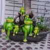 Decorative Objects Figurines 2PcsSet Cute Resin Sitting Frogs Statue Outdoor Garden Store Decorative Frog Sculpture For Home Desk Garden Decor Ornament 230616