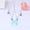Pendant Necklaces 2x BFF Gifts Good Luck Butterfly For Women Friends Birthday Blue Jewelry Decor DXAA