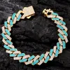 سلسلة جديدة بلينغ 14 مم سوار كوبي رابط الرجال نساء Hiphop Prong Bracelets Iced Out Jewelry Gifts 230613