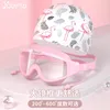 Goggles Women Printed Waterproof Swimming Goggles Caps Set Silicone Women Long Hair Large Swim Hat Men Natacion Diving Glasses Equipment 230617