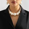 Perlenketten Diezi Elegante große Imitationsperlen-Halskette für Frauen, Mode, Mädchen, Geschenk, Statement-Kragen, neuer Schmuck 230613