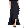 Skirts Womens Maxi Long Skirt High Waist Ruffles Festive Belted Asymmetric Mermaid Fishtail Party Wrap Drop Delivery Apparel Clothing Dhv67