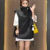 Gilets pour femmes femmes sans manches à capuche sweat veste fermeture éclair à capuche gilet Cardigans Streetwear mode coréenne couleur unie hauts amples