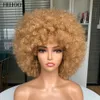 Cosplay Peruki Krótkie włosy afro perwersyjna peruka z perukami Bang Blond Pink Syntetyczny Halloween Czarny niebieski Brown 230617