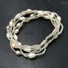 Bangle ELEISPL JEWELRY Lots 20 Pieces 3Lines Rice Mixed Freshwater Pearls Bracelets Magnetic Clasp #500-4