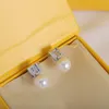 Designer Womens Earrings Luxury Charm Pearl Earings Gold Shining Earring Diamond Hoop Jewelry with Box F Stud Earing Jewerly 236134C