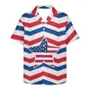 Camicie casual da uomo USA Bandiera americana Motivo a stelle Camicia hawaiana da uomo nera Top allentato 5xl Stampa per uomo Moda Donna Tee traspirante