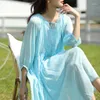 Casual Dresses Women's Fashion Blue Chiffon 23 Spring Summer Ladies Sexy Shirt Office Work Daily Beachwear Fairy Body Con Dress