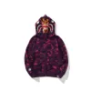 A Bathing A Ape Color Camo Tiger Shark head joint Full Zip Double Hoodie