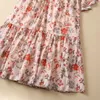 2023 Floral Print Lace up Front Cotton Dress Long Sleeve Square Neck Panelled Long Maxi Casual Dresses S3L150525