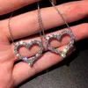 Pendant Necklaces Valentine Day Love Heart Clavicle For Women Silver Color Link Chain Wedding Necklace Party Lovers Jewelry Gift