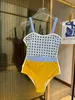 Summer sexy swimsuit quick dry breathable beach vacation casual comfortable beach beach swimming pool spa plaid stitching color one-piece bikini