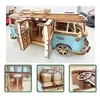 Puzzles 3D Bois Puzzle Rétro Bus Europeanstyle Campervan Assemblé Modèle De Voiture DIY Handson Capacité Cultiver Enfants Jouets Garçon Fille Cadeau 230616