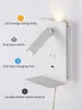 Topoch Swing Arm Wall Sconce Adjustable Reading Light Dual Switches Surface Mount Switched Bunk Bed Lamps for Bedroom Living Room AC100-240V 5V 2A USB Port Phone Shelf