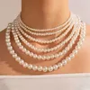 Colliers de perles faits à la main Vintage Simulation ronde perle collier ras du cou élégant simple réglable plusieurs tailles pour femmes filles 230613
