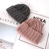 BERETS H7668 Barn Pure Color Beanies Cap Autumn Winter Kids Sticked Wool Hat Boys Girls Ear Protection Thermal Korean Skallies Caps