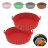 Baking Moulds Air Fryer Silicone Tray Reusable Basket Mat NonStick Round Microwave Pads Oven Liner Drop 230616