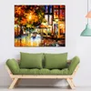 Street Landscape Canvas Art The Windows of Amsterdam Handmade Modern Painting for Family Room Decor