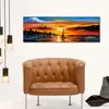 City Life Landscape Canvas Art Amber Evening Hand målade Kinfe -målning för Hotel Wall Modern