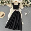 Dwuczęściowa sukienka letnia moda w stylu świątecznym Kobietowe szelki grzybowe pępki elastyczna talia wysoka spódnica Twopiece Trendy 230617