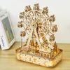 3D Puzzles Ury 3D Wooden Puzzles Led Rotatable Ferris Wheel Music Octave Box Model Mechanical Kit Assembly Decor DIY Toy Gift for Kid Adult 230616