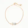 Link Bracelets White Fire Opal Stone Bracelet Romantic Rose Flower Chain Antique Gold Color Wedding For Women Valentine Gift