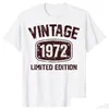 T-shirt da uomo Magliette da uomo Anni Vintage 1972 Edizione limitata 50esimo compleanno Tshirt per donna Uomo Prodotti personalizzatimens Drop D Dhu0C