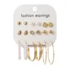 Boucles d'oreilles à tige 6 ou 9 paires/ensembles bijoux à breloques pêche coeur cristal pour femmes Vintage cercle ensembles Pendientes Mujer