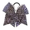 Accessori per capelli 2 pezzi Leopard Large Cheer Bows 8 "Fiocco sfuso con supporto per coda di cavallo per ragazze High School College Cheerleading