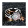 Кольцо для солистона из нержавеющая сталь натуральный белый цветочный палец 4 в 1 CZ Crystal Love свадебные кольца для женщин Deli Deli DHPRB
