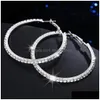 Hoop Huggie 925 Sier Plated Round Thin Hoops Hie Rhinestones Crystal Circle Earrings for Women Drop Delivery Jewelry DHDB9